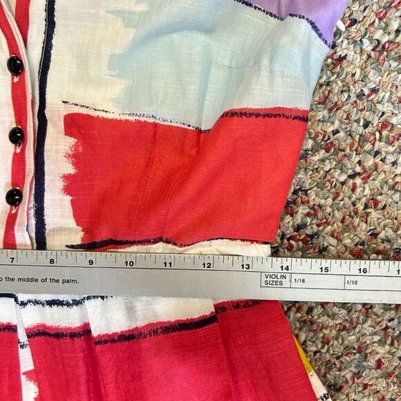 Anthropologie Floreat Multicolor Paint Stripe Fit & Flare Sleeveless Dress Sz 6 - Picture 13 of 15